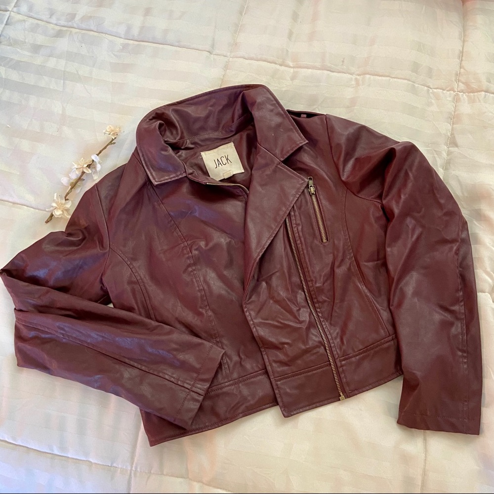 Maroon Soft Faux Leather Jacket